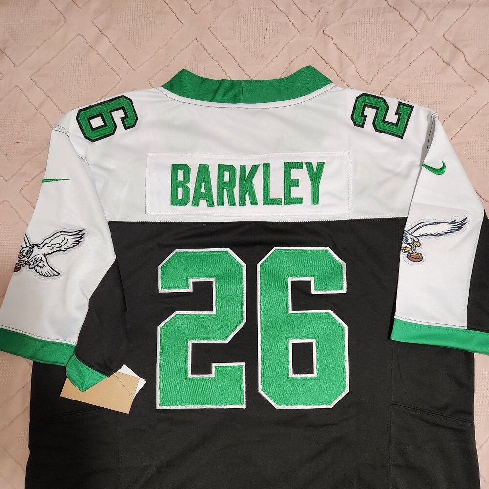 Saquon Barkley #26 Philadelphia Eagles Jersey Mens Green & White Jerome Brown